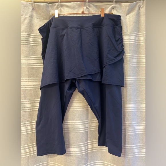 Lands End Womens 3X Navy Blue Casual Athletic Skirted Capris Leggings Pants - Picture 1 of 5